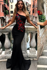 Mermaid One Shoulder Pretty Long Prom Dresses, Cheap Formal Dresses